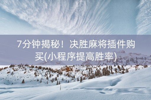 7分钟揭秘！决胜麻将插件购买(小程序提高胜率)