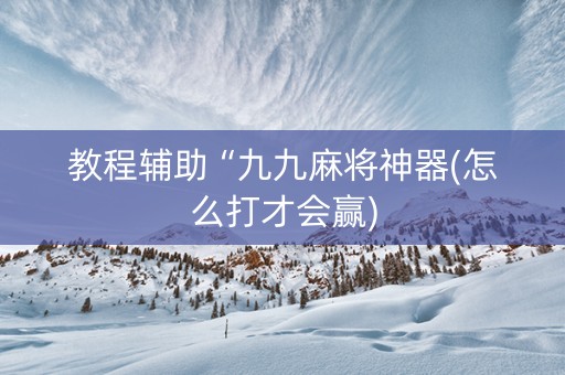 教程辅助“九九麻将神器(怎么打才会赢)