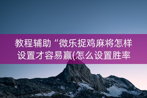 教程辅助“微乐捉鸡麻将怎样设置才容易赢(怎么设置胜率)