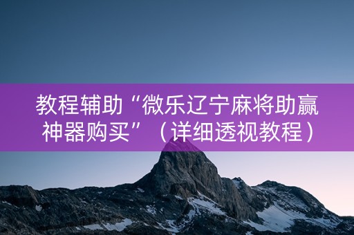 教程辅助“微乐辽宁麻将助赢神器购买”（详细透视教程）-哔哩哔哩