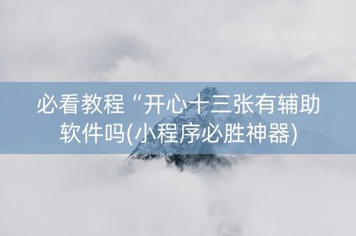 必看教程“开心十三张有辅助软件吗(小程序必胜神器)