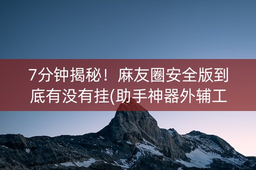 7分钟揭秘！麻友圈安全版到底有没有挂(助手神器外辅工具)