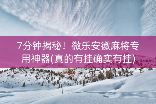 7分钟揭秘！微乐安徽麻将专用神器(真的有挂确实有挂)