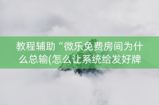 教程辅助“微乐免费房间为什么总输(怎么让系统给发好牌)