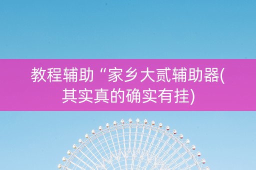 教程辅助“家乡大贰辅助器(其实真的确实有挂)