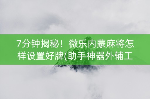 7分钟揭秘！微乐内蒙麻将怎样设置好牌(助手神器外辅工具)