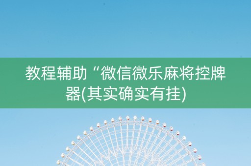 教程辅助“微信微乐麻将控牌器(其实确实有挂)