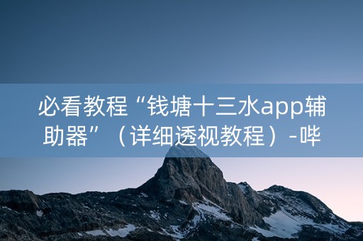 必看教程“钱塘十三水app辅助器”（详细透视教程）-哔哩哔哩