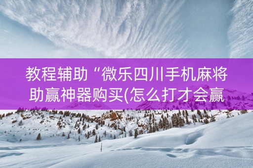 教程辅助“微乐四川手机麻将助赢神器购买(怎么打才会赢)