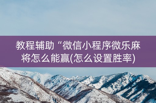 教程辅助“微信小程序微乐麻将怎么能赢(怎么设置胜率)