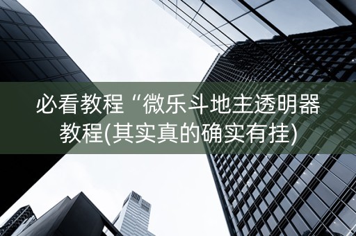 必看教程“微乐斗地主透明器教程(其实真的确实有挂)