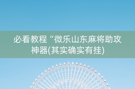 必看教程“微乐山东麻将助攻神器(其实确实有挂)