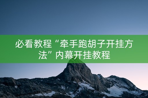 必看教程“牵手跑胡子开挂方法”内幕开挂教程