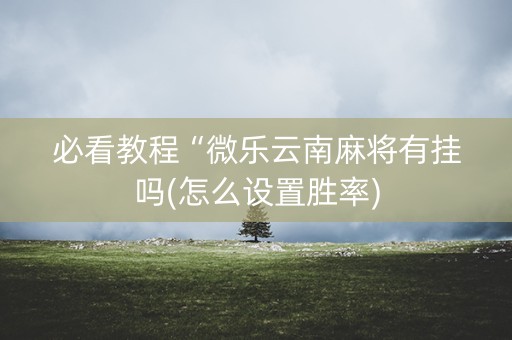 必看教程“微乐云南麻将有挂吗(怎么设置胜率)