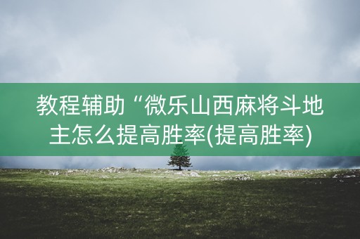 教程辅助“微乐山西麻将斗地主怎么提高胜率(提高胜率)