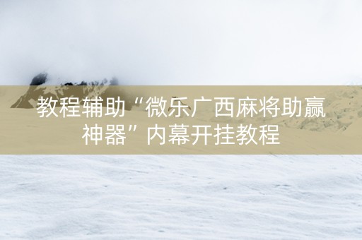 教程辅助“微乐广西麻将助赢神器”内幕开挂教程