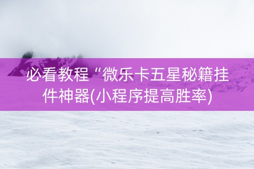 必看教程“微乐卡五星秘籍挂件神器(小程序提高胜率)