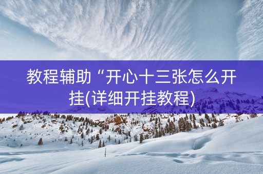 教程辅助“开心十三张怎么开挂(详细开挂教程)