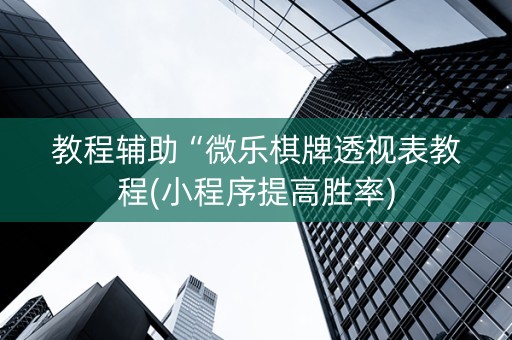教程辅助“微乐棋牌透视表教程(小程序提高胜率)