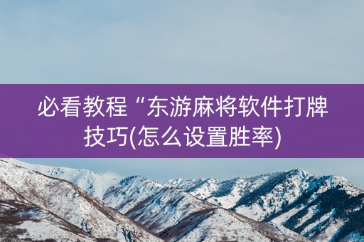 必看教程“东游麻将软件打牌技巧(怎么设置胜率)