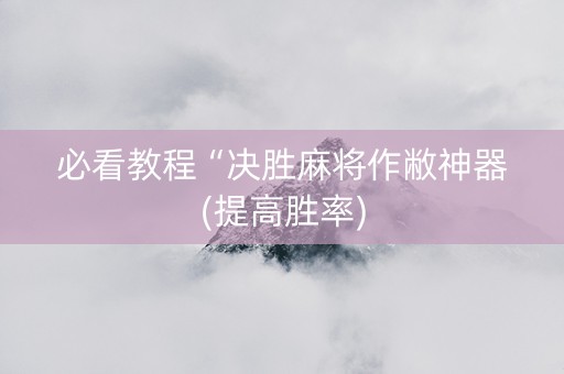 必看教程“决胜麻将作敝神器(提高胜率)