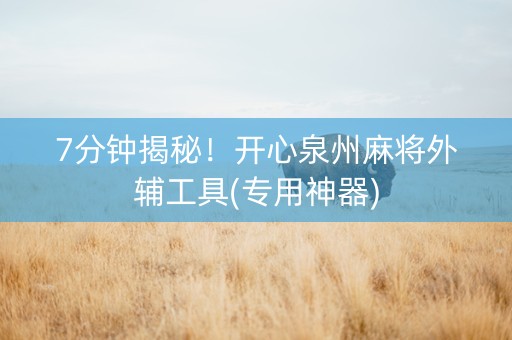 7分钟揭秘！开心泉州麻将外辅工具(专用神器)