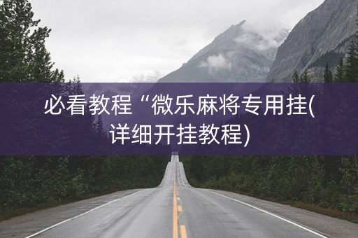 必看教程“微乐麻将专用挂(详细开挂教程)