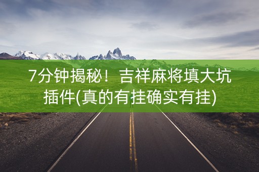 7分钟揭秘！吉祥麻将填大坑插件(真的有挂确实有挂)