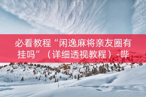必看教程“闲逸麻将亲友圈有挂吗”（详细透视教程）-哔哩哔哩
