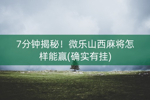 7分钟揭秘！微乐山西麻将怎样能赢(确实有挂)
