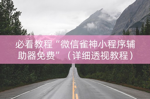 必看教程“微信雀神小程序辅助器免费”（详细透视教程）-哔哩哔哩