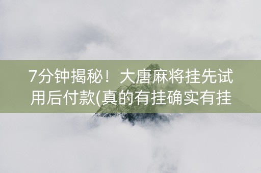 7分钟揭秘！大唐麻将挂先试用后付款(真的有挂确实有挂)