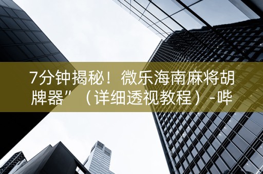 7分钟揭秘！微乐海南麻将胡牌器”（详细透视教程）-哔哩哔哩