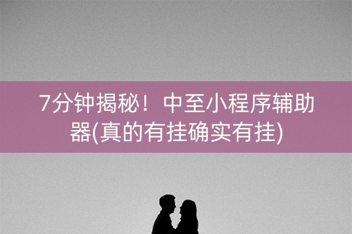 7分钟揭秘！中至小程序辅助器(真的有挂确实有挂)