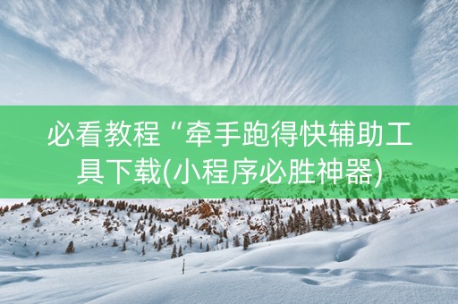 必看教程“牵手跑得快辅助工具下载(小程序必胜神器)