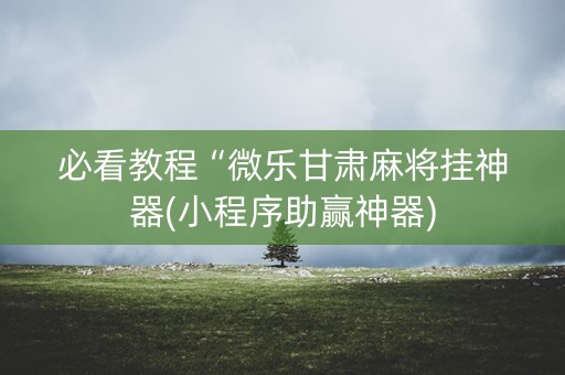 必看教程“微乐甘肃麻将挂神器(小程序助赢神器)