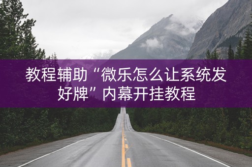 教程辅助“微乐怎么让系统发好牌”内幕开挂教程