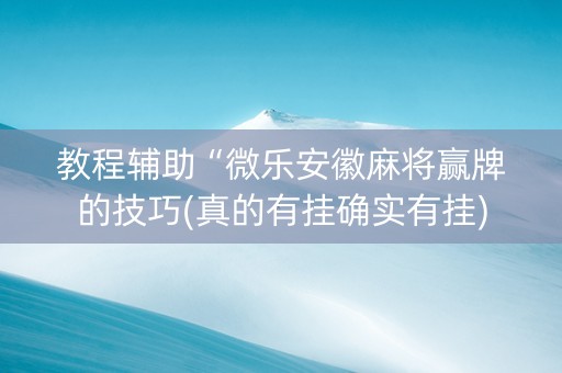 教程辅助“微乐安徽麻将赢牌的技巧(真的有挂确实有挂)