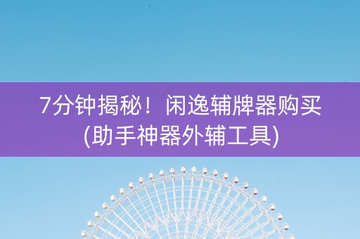 7分钟揭秘！闲逸辅牌器购买(助手神器外辅工具)