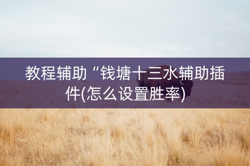 教程辅助“钱塘十三水辅助插件(怎么设置胜率)