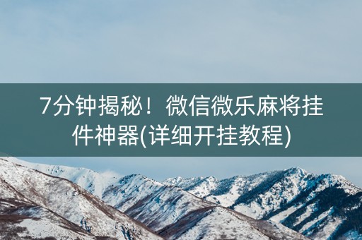7分钟揭秘！微信微乐麻将挂件神器(详细开挂教程)
