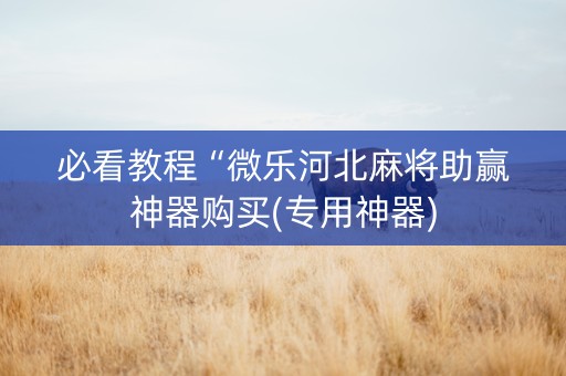 必看教程“微乐河北麻将助赢神器购买(专用神器)