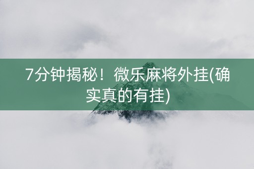 7分钟揭秘！微乐麻将外挂(确实真的有挂)