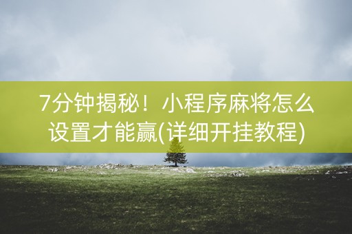 7分钟揭秘！小程序麻将怎么设置才能赢(详细开挂教程)
