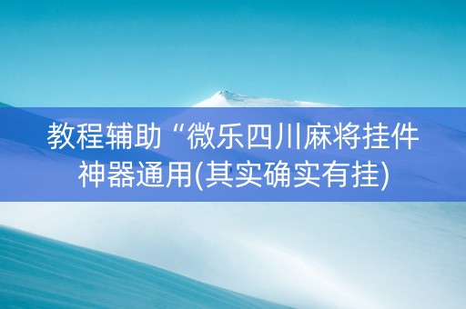 教程辅助“微乐四川麻将挂件神器通用(其实确实有挂)