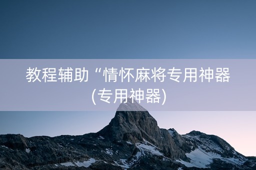 教程辅助“情怀麻将专用神器(专用神器)