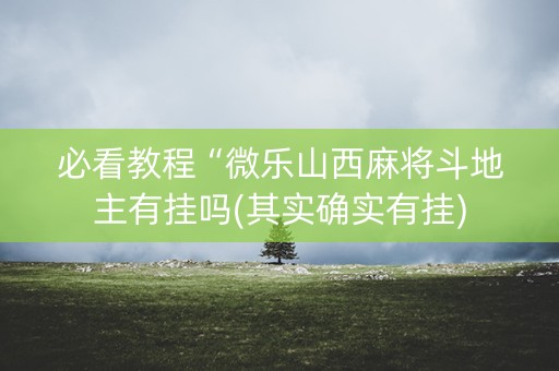 必看教程“微乐山西麻将斗地主有挂吗(其实确实有挂)