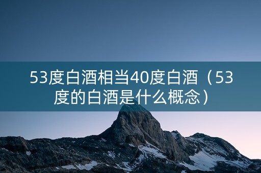 53度白酒相当40度白酒（53度的白酒是什么概念）