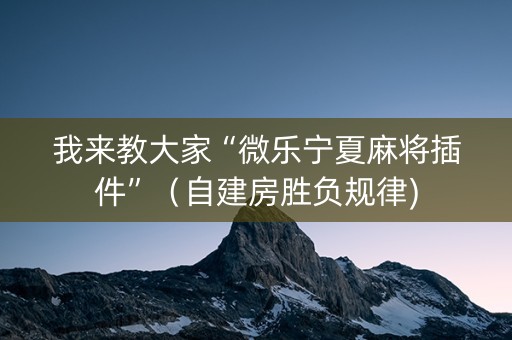 我来教大家“微乐宁夏麻将插件”（自建房胜负规律)