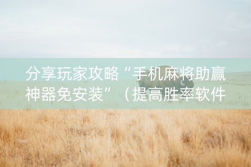 分享玩家攻略“手机麻将助赢神器免安装”（提高胜率软件)